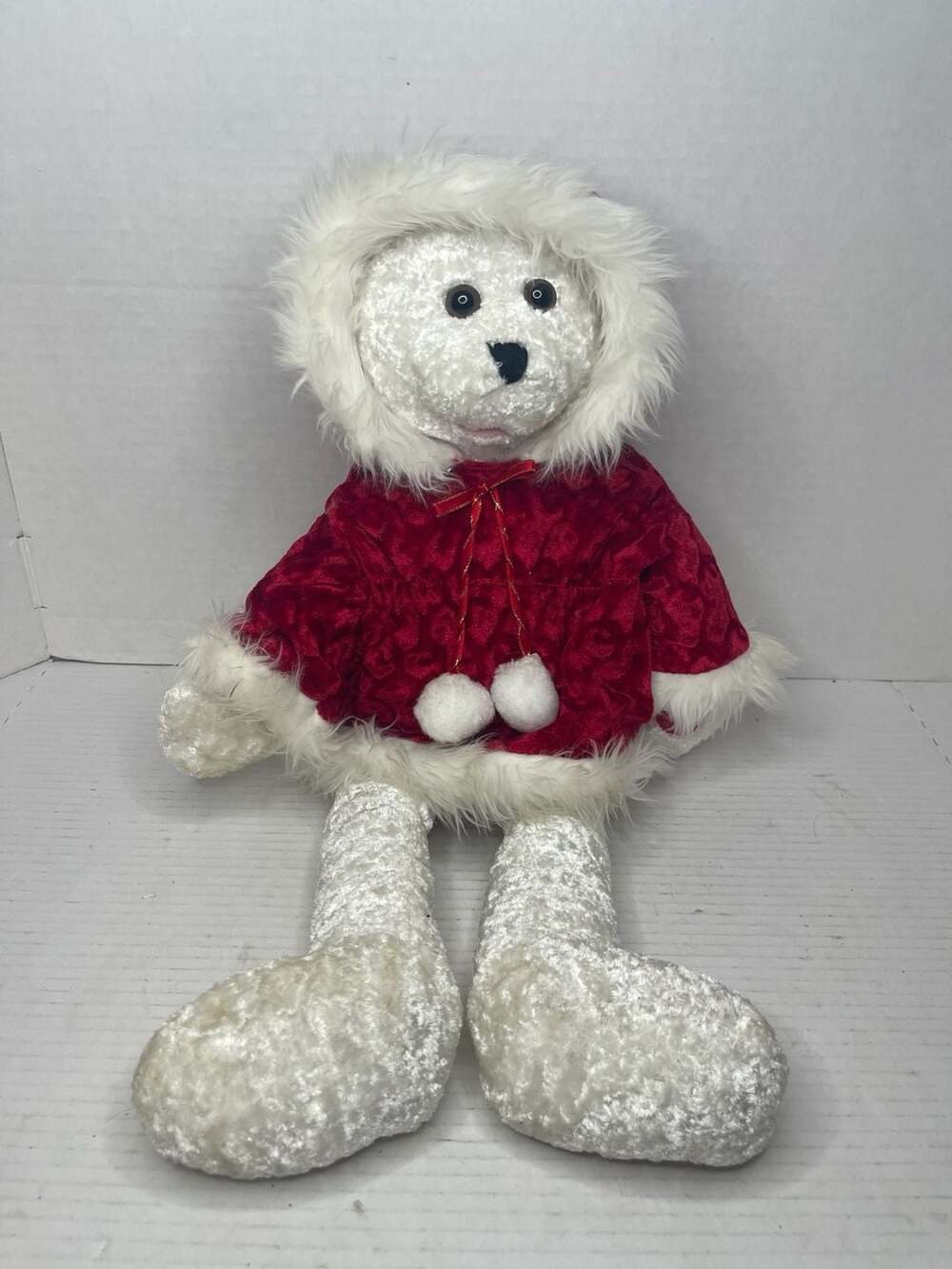 (Fully Works) PBC Chantilly Lane Musical Christmas 22” Chenille Bear Santa Baby